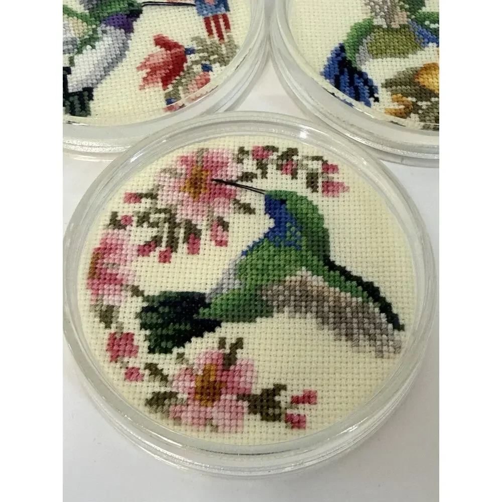 Cross Stitch C-14 HUMMINGBIRDS 3 Pack Acrylic Coasters - Fond Memories